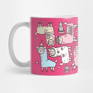 Fluffy pastel alpaca pattern Mug